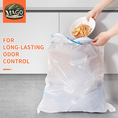 MAGO FAMILY MAGIC 13 13 60 Count Gallon Trash Bags, Tall Kitchen Drawstring Trash Bags, Large Kitchen Garbage Bags Gal