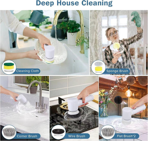 HFLYJPYW 6 (6) Electric Spin Scrubber - Shower Scrubber,Bathroom Scrubber Electric,for Cleaning Tub, Floor, Tile