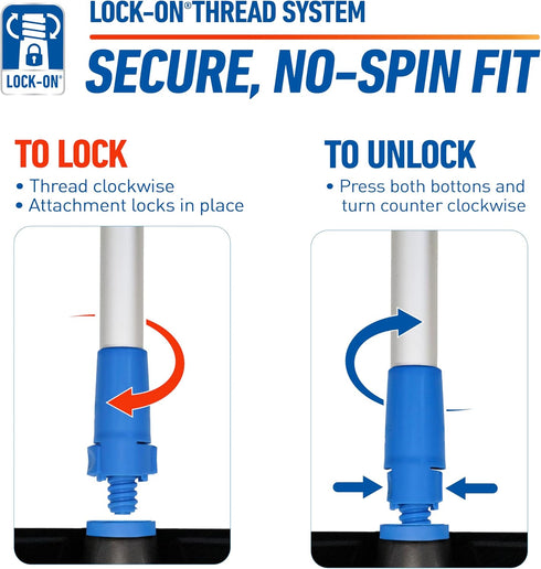 Unger Professional Lock-On 48” HydroPower Pole, Compatible with Water Flow Brushes and Cleaning Supplies
