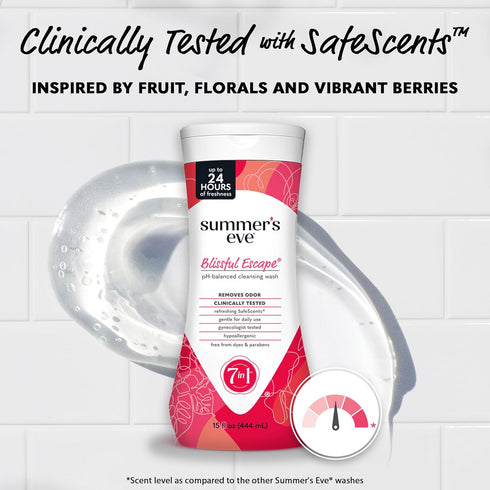 Summer's Eve Blissful Escape Feminine Body Wash, Daily Refreshing, pH Balanced, 15 Fl Oz (Pack of 3)
