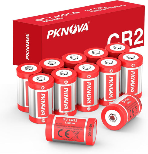 PKNOVA CR2 Lithium Batteries, 12 Count CR2 Battery 3V for Golf Rangefinder, 850mAh,