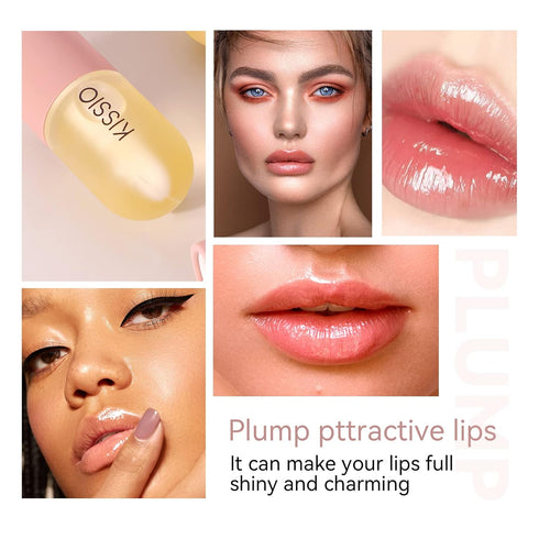 KISSIO Natural Lip Plumper, 5.5ml Plumping Gloss for Fuller Lips, Hydrating & Reducing Fine Lines, Beautiful Finish