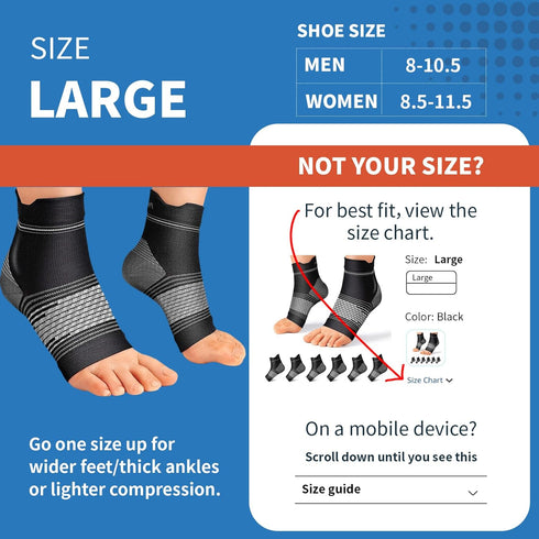 Plantar Fasciitis Sock (6 Pairs) for Men and Women, Compression Foot Sleeves with Arch and Ankle Support (Black)