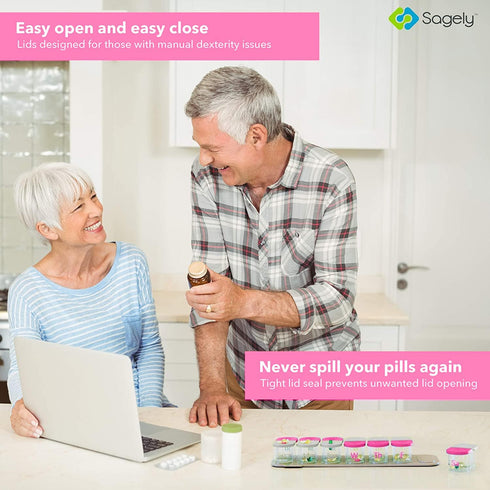 Sagely Smart XL Weekly Pill Organizer AM/PM - Medicine Storage Organizer with Reminder Alarm App (Large Enough to Fit
