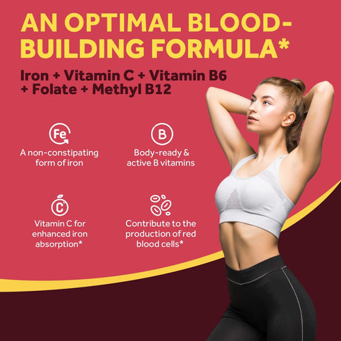 Doctor's Recipes Iron Supplement: Non-Constipating, Gentle Iron Pills with Vitamin C, B6, Folate & B12