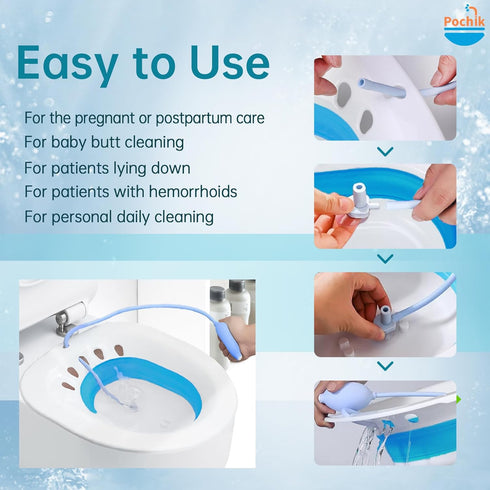 Pochik Sitz Bath for Toilet Seat Hemorrhoids and Postpartum Care, Yoni Steam Seat, Perineal Soaking, Collapsible