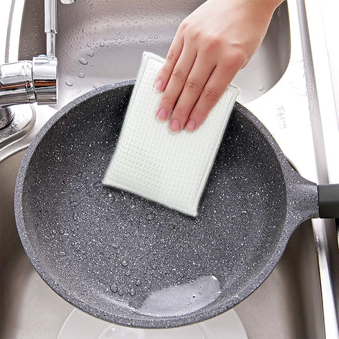 Natural Bamboo Kitchen Cleaning Sponges - Super Absorbent Reusable Dish Washing, 10 Pack