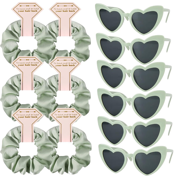 Satin Bridesmaid Scrunchies Set of 6, Bachelorette Hair Ties No Damage Hairties Gift Ideas for Wedding Party Favors