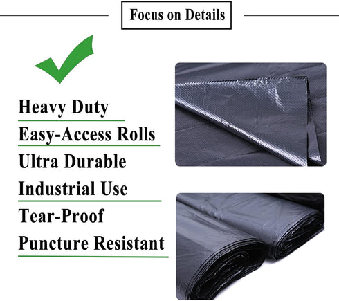 33 Gallon Heavy Duty Black Trash Bags, Upgraded Large Can Liners, 60 Count, 32"x39" Inch