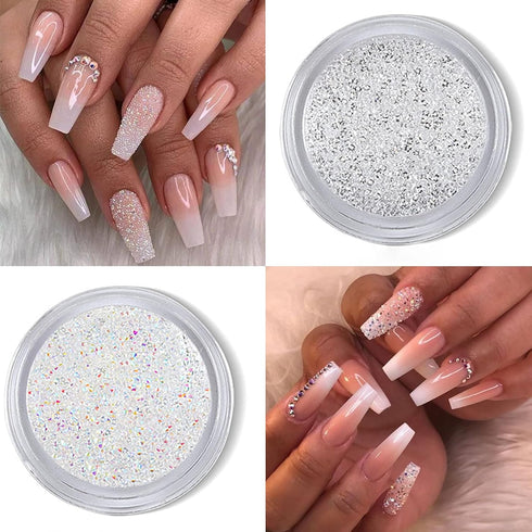 4 Boxes Flatback Rhinestones and Pearls Nail Charms for Acrylics, Crystals, Half Rounds for DIY Nail Art