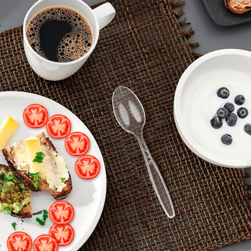 set, 360 180 120 60 Party Bargains Disposable Cutlery SAPPHIRE Design, Clear Color, Pieces: Forks, Spoons, Knives