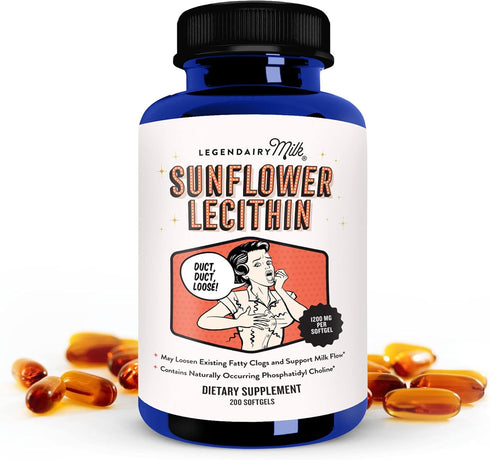 Legendairy Milk Sunflower Lecithin, 1200mg, 200 Softgels - Organic Supplement for Clogged Milk Ducts, Made in USA