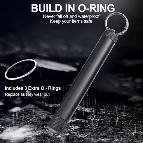 Airtight Metal Storage Bottle Tube Container, Waterproof Holder Case, Keychain Storage Tube for Outdoor Camping Travel
