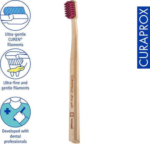 Curaprox Wood Ultra Soft Toothbrush, Assorted Colors