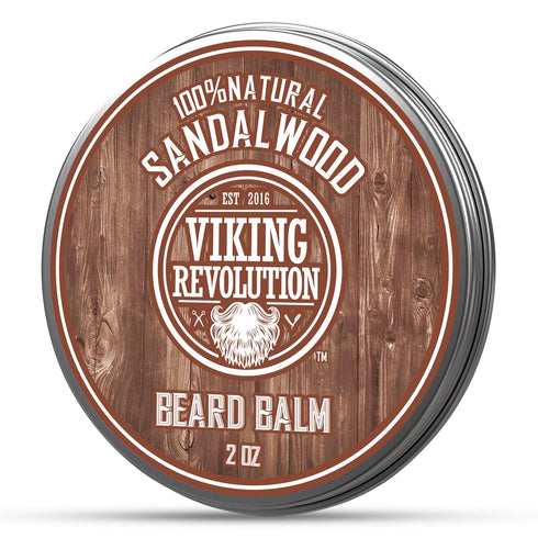 Viking Revolution Beard Balm with Sandalwood Scent, Argan & Jojoba Oils for Men