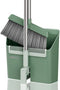 JOYMOOP Dark Teal Green Broom and Dustpan Set, Upright Angle with Built-in