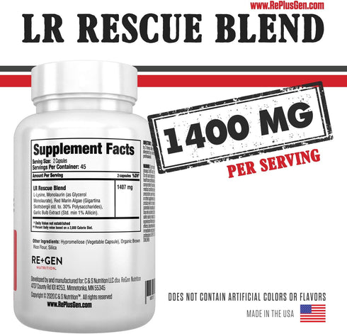 Re+Gen Nutrition Lysine Rescue - Amino Acid Supplement for Stronger Immune Health & Collagen Synthesis in Women & Men,