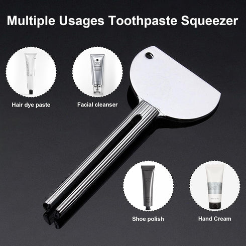 HIQU and HIST 3 Pcs Toothpaste Tube Squeezers,Stainless Steel Toothpaste Squeezer,Metal Manual Dispenser Roller Tube