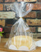 Mistari Clear Plastic Bake Bags, Cellophane Treat Bags for Bakery Gift Packaging, 20 Pack with Gold Ribbon