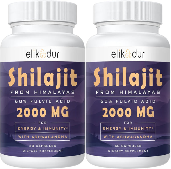 60,000 MG Shilajit Pure Himalayan Organic Capsules - 120 Capsules for Energy Boost & Immune Support