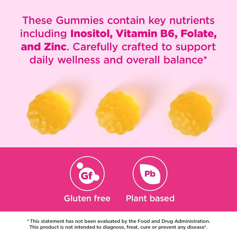 Gummies 60 Count, B6 B12, AromPCOSLife Inositol for Women, Myo-Inositol Supplement with Folate & Vitamins & Supports