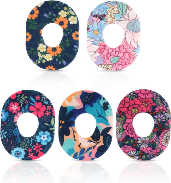 25pcs Sensor Covers for Dexcom G7 - Waterproof Blood Sugar Monitor Patch, Flower Pattern Adhesive Patches