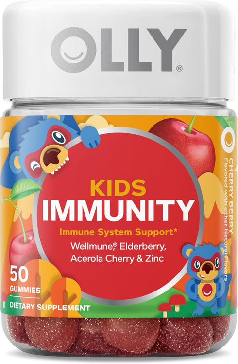 OLLY Kids Immunity Gummy, Immune Support, Wellmune, Elderberry, Vitamin C, Zinc, Chewable