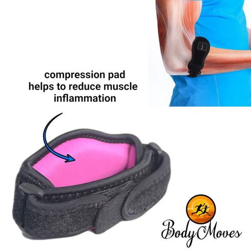 BodyMoves 2 Elbow Braces with Hot and Cold Gel Pack (Sporty Pink)