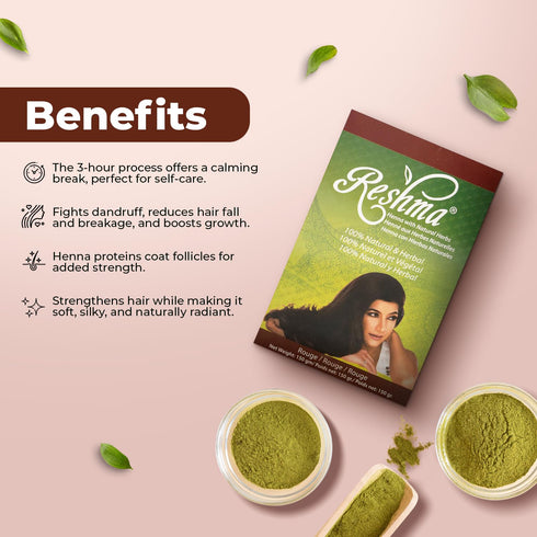 Reshma Beauty Classic Henna Hair Color - 100% Natural, Gray Coverage, Ayurveda Hair Product (Rouge, 5.29 oz, Pack of 1)