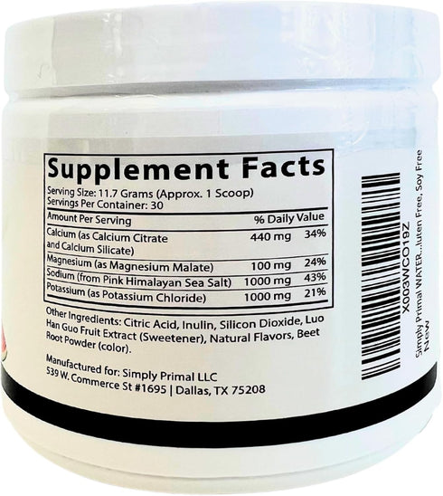 Simply Primal WATERFAST Monk Fruit Keto Electrolyte Powder for Fasting and Hydration- Strawberry Watermelon Flavor |