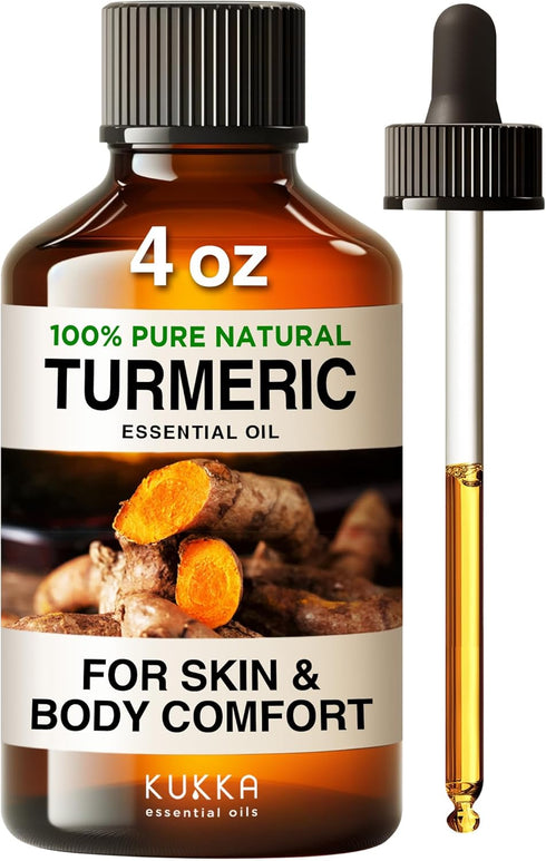 Kukka Turmeric Oil 4 Fl Oz - 100% Natural Aromatherapy for Skin, Face, Hair, Bath Bombs, Soaps & Candles