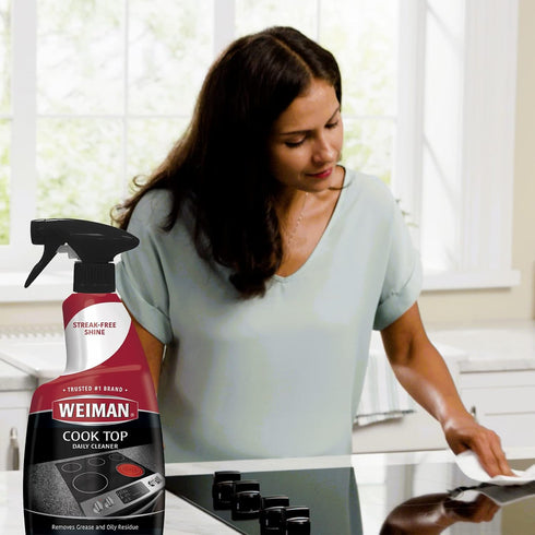 Weiman Disinfecting Stovetop Cleaner & Stainless Steel Cleaner - 22 Ounce Daily Appliance Kitchen Cleaning Kit