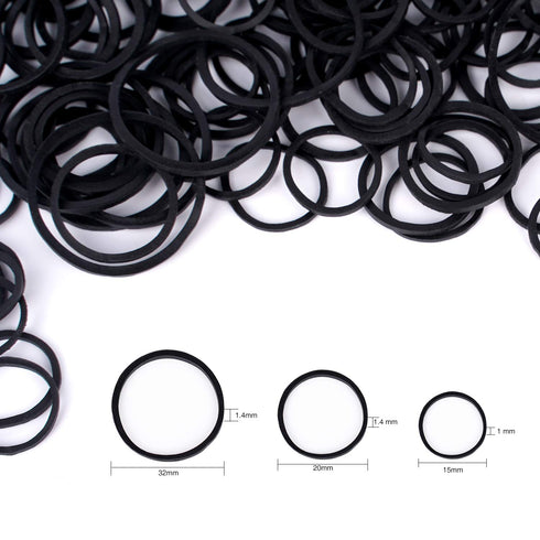 HOYOLS Assorted Size Small Rubber Bands, Black Elastics Hair Ties for Kids (600pcs)