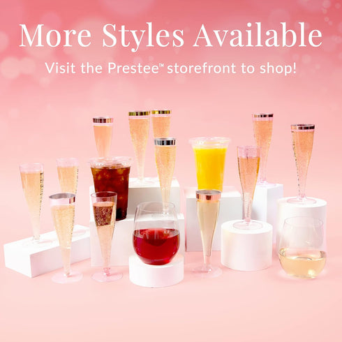 Prestee 100 Clear Disposable Champagne Flutes - Perfect for Toasting, Weddings, Parties & New Year's Eve - 2024