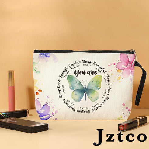 Inspirational Christian Gifts for Women Makeup Bag Religious Gifts Makeup Zipper Pouch Bag Bible Verse Cosmetic Bag Scripture Christmas Birthday Gifts Skincare Bag for Her Soul Sisters Grandmother