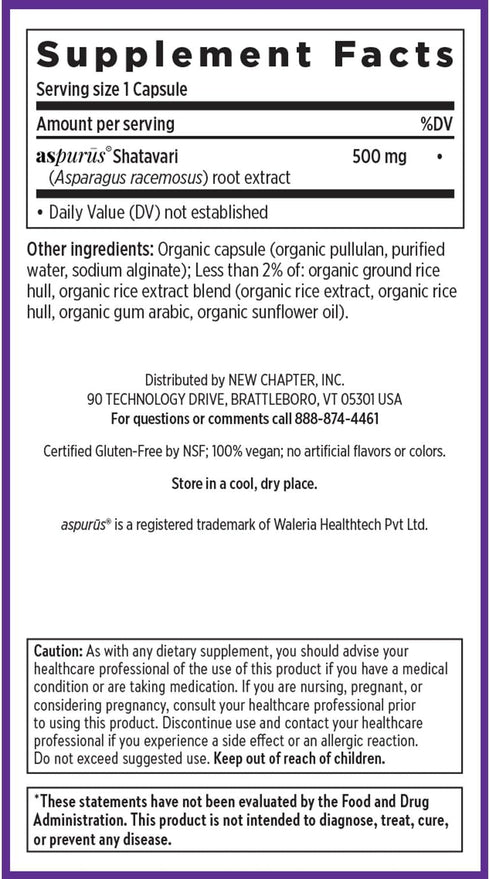 New Chapter 4X 30 Shatavari Supplement for Peri-Menopause & Post-Menopause Support Concentrated Herb Shatavari Relieves