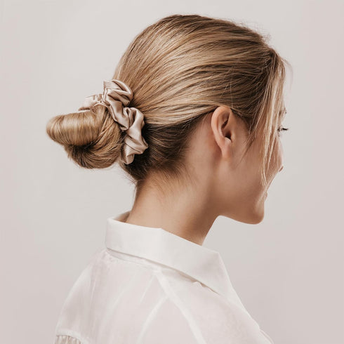 LILYSILK Silk Hair Scrunchies, 100% Mulberry, No Damage, Elastic Ponytail Holders, 1Pc, Coffee