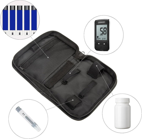 Diabetic Supplies Travel Case, Waterproof Heavy Duty Organizer Kit for Glucose Meter and Other Diabetic Supplies