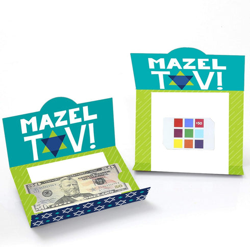 Set 8 Big Dot of Happiness Blue Bar Mitzvah - Boy Party Money and Gift Card Holders