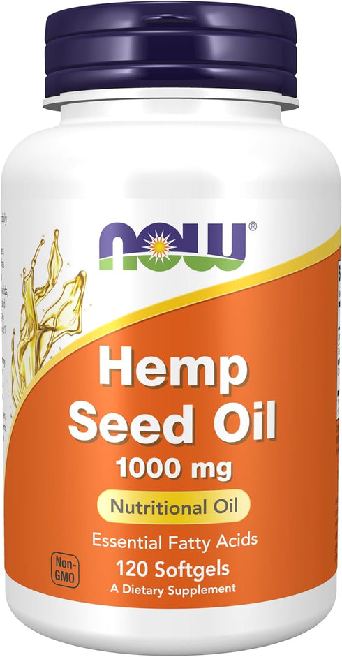 NOW Supplements Hemp Seed Oil 1,000 mg, Essential Fatty Acids Nutritional Oil, 120 Softgels
