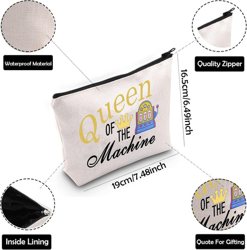 ZJXHPO Casino Cosmetic Bag - Queen Of The Machine Makeup Bag for Casino Gambling Lovers (Queen Machine)