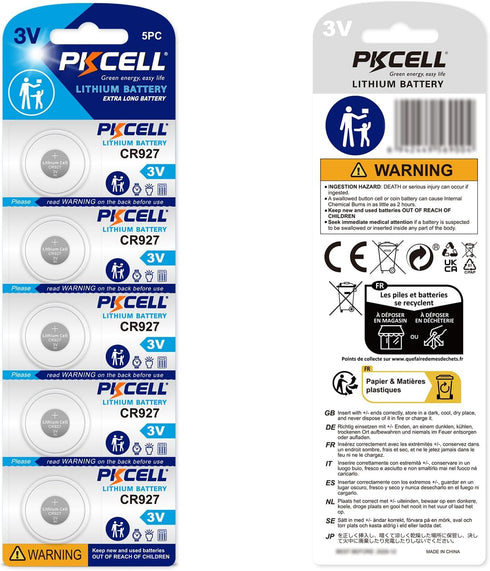 PKCELL 10Pcs CR927 3V CR927 Lithium Battery Battery
