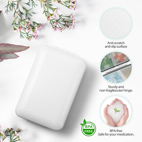 OUVBTX 8 Weekly Pill Organizer, Extra Large Pill Box with Labels and Storage Bag, GRIDS Medicine Pill Organizer