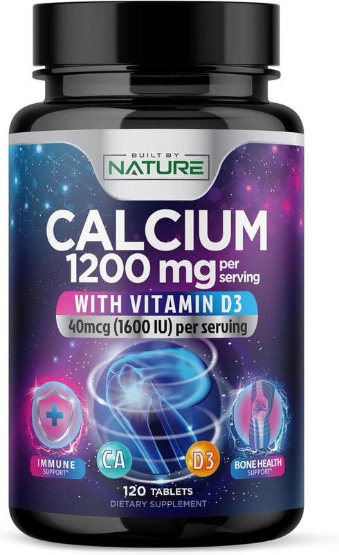 Calcium 1200mg with Vitamin D3, 120 Tablets | Advanced Bone Support Supplement for Best Absorption