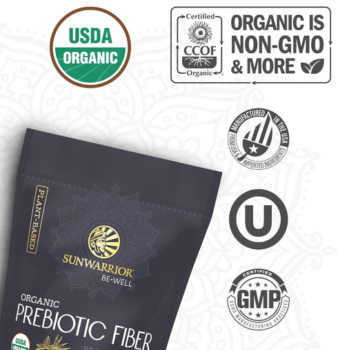Sunwarrior Fiber Supplement Prebiotic Organic | Vegan Plant-Powered Gut Health Booster | 8oz Pouch (30 SRV)