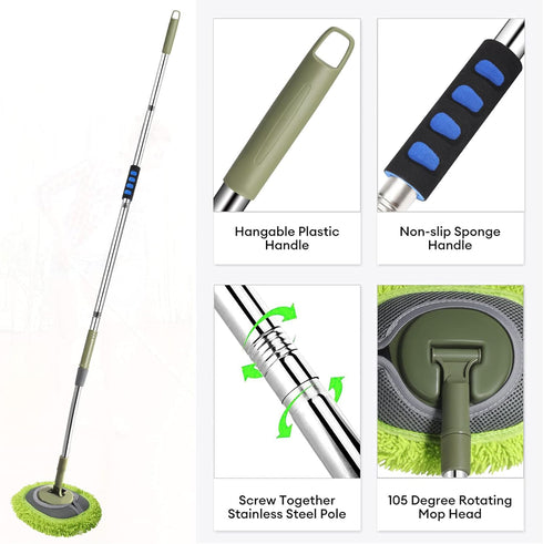 Wall Cleaner, Max 66'' Wall Mop with Long Handle, Ceiling Dust Mop with Labor-Saving Elbow Extension Pole