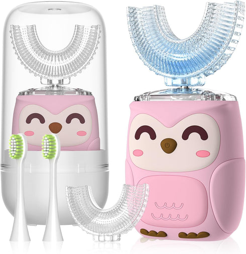 PVOGRT Kids Electric U Shaped Toothbrush Kids Sonic Toothbrush with 4 Soft Brush