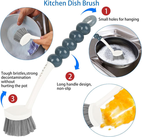Runloon 6 Pack Set, Set Multipurpose Household Cleaning Deep Cleaning Brush with Grips - Dish, Scrub, Bottle, Shoe