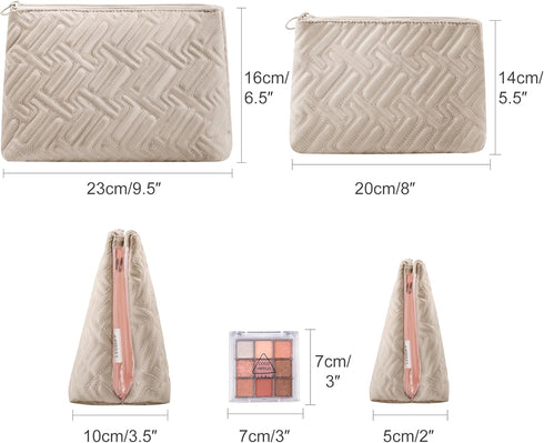 Makeup Bag Travel Essentials - Cute Skincare Pouch Cosmetic Bags for Women - Portable Clear Case Toiletry Bag (Camel,