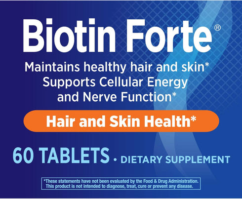 Nature's Way Biotin Forte, Supports Healthy Hair and Skin*, Energy and Nerve Function*, 60 Tablets